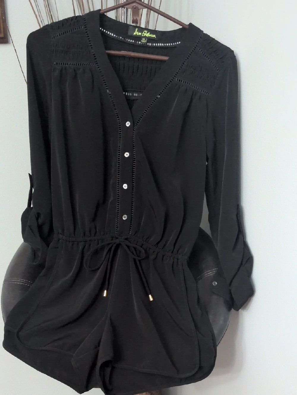 Sam Edelman Black Long-Sleeve Romper Jumpsuit